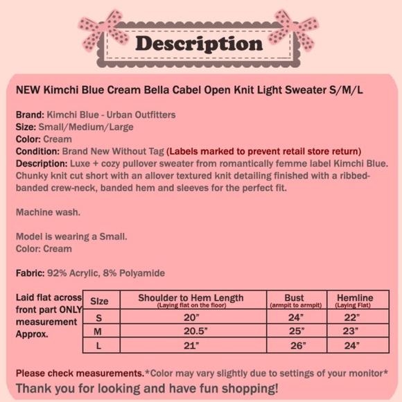 UO Kimchi Blue Bella Cable Knit Pullover Sweater - Picture 8 of 8